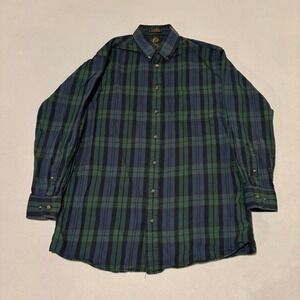 Viyella Flannel Shirt Mens Medium Green Wool Blend Preppy Casual Heritage